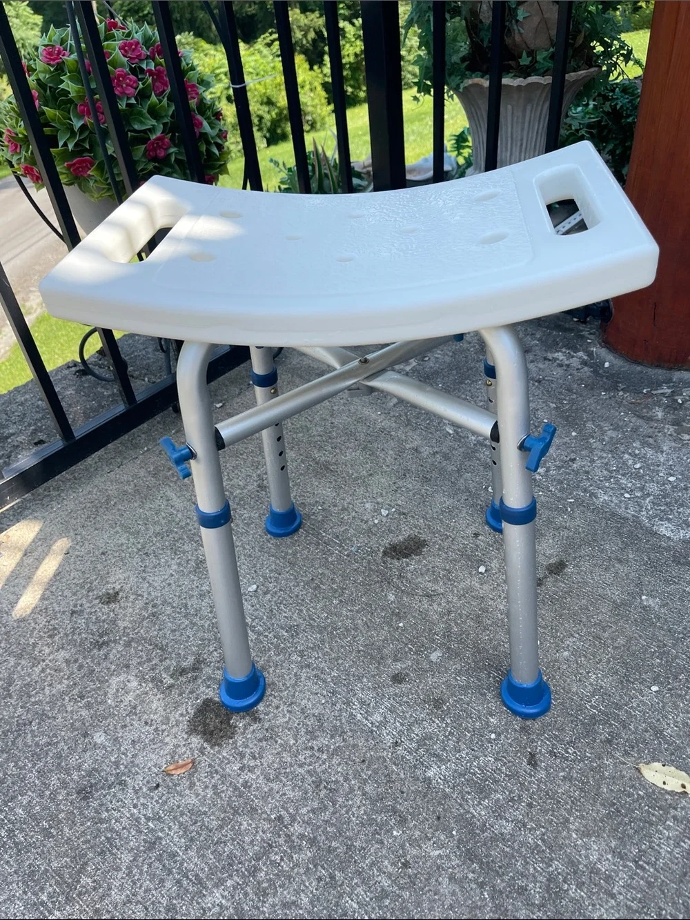 NEW White Curved Shower/Bench Stool with adjustable height
